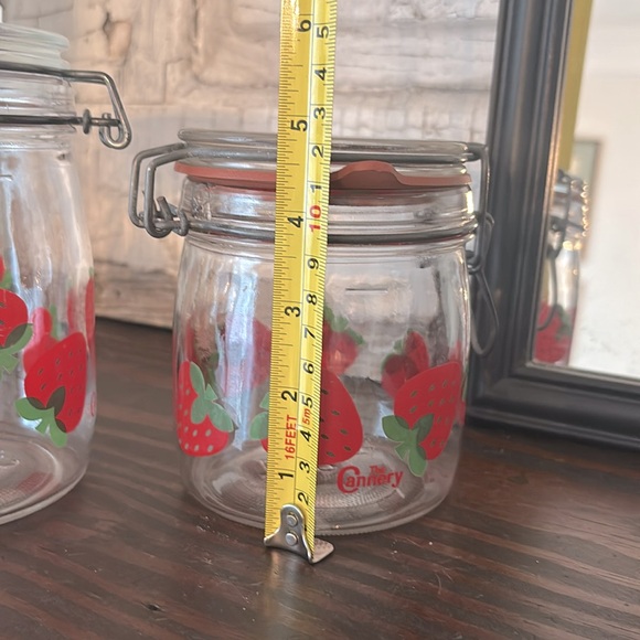 Vintage Strawberry Glass Storage Jar Set. 3/4 and 1/2. Stamped The Cannery - Picture 7 of 8